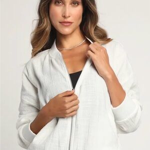 Bb Dakota Down For The Gauze  Bomber Jacket White size XL